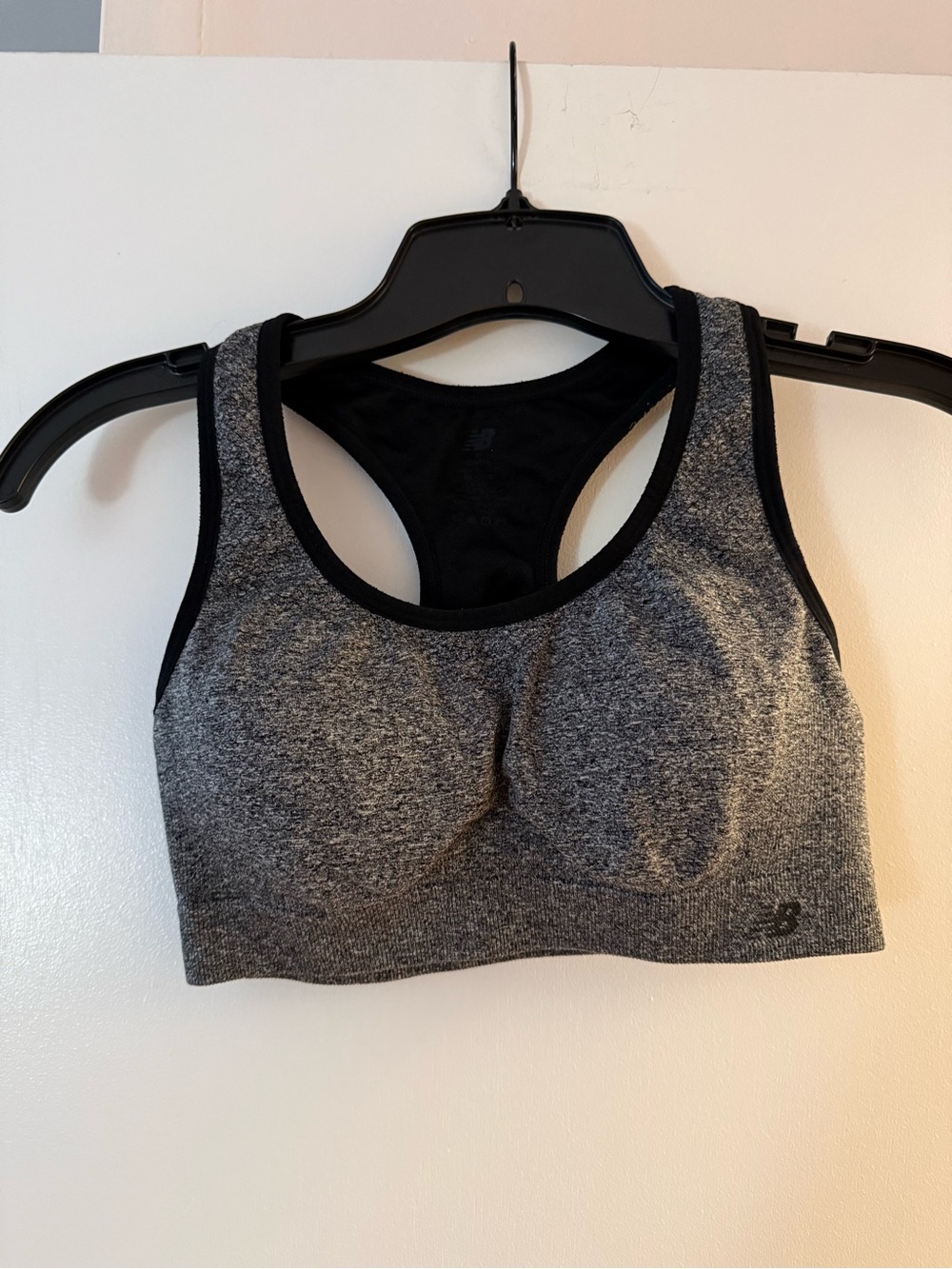 New Balance Grey and Black Seamless Racerback Sports Bra Medium